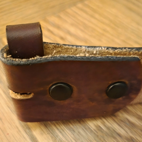 Men's Brown Genuine Leather Belt Strap Vintage - Picture 4 of 5